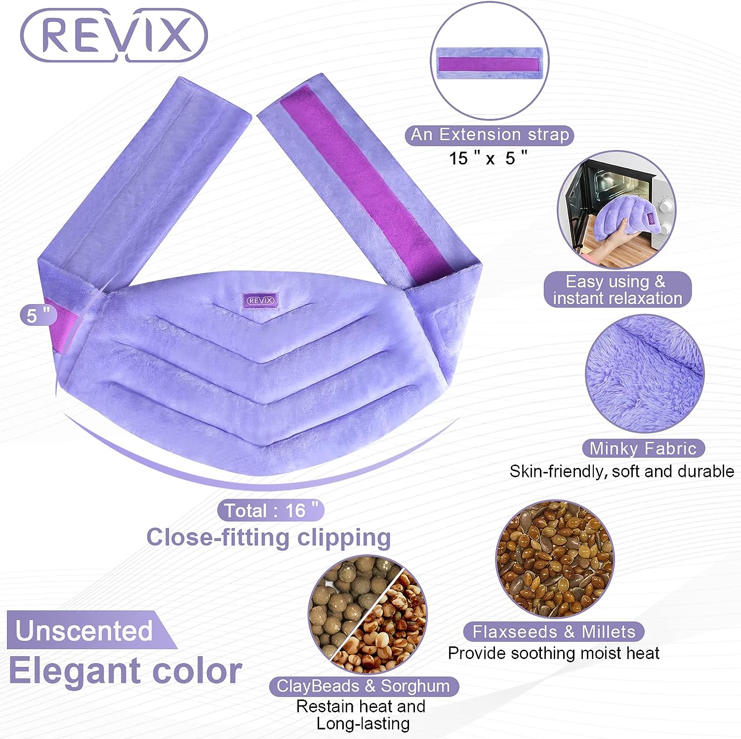 REVIX Microwavable Heating Pad for Back, Extra Large Microwave Heated Pack with Moist Heat