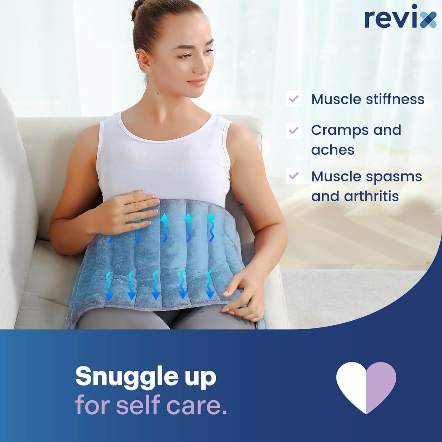 REVIX Large Heating Pad for Back Pain Relief Moist Heated Wrap for Full Back