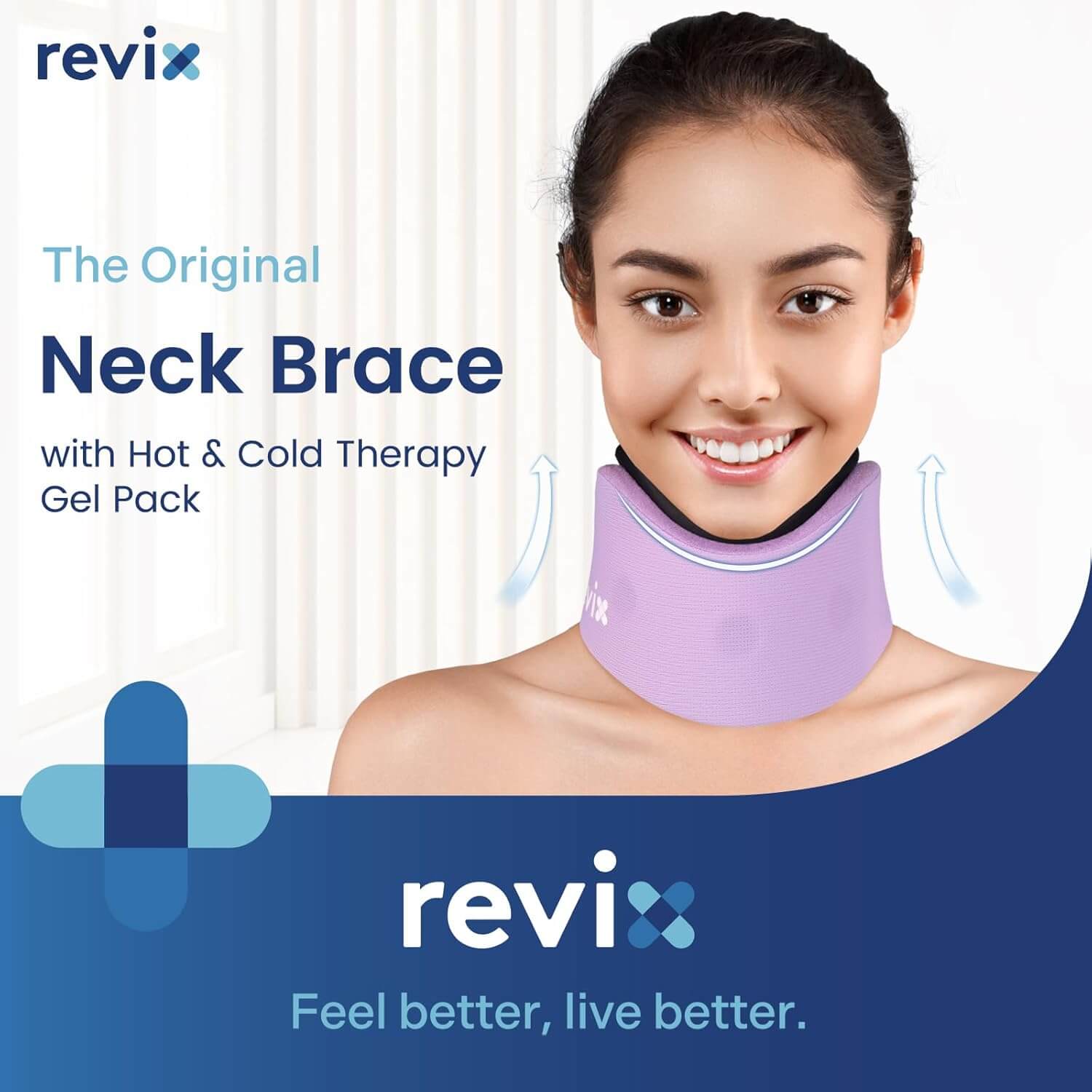 REVIX Soft Neck Brace Cervical Collar, Adjustable Neck Support Brace with Hot Cold Gel Pack