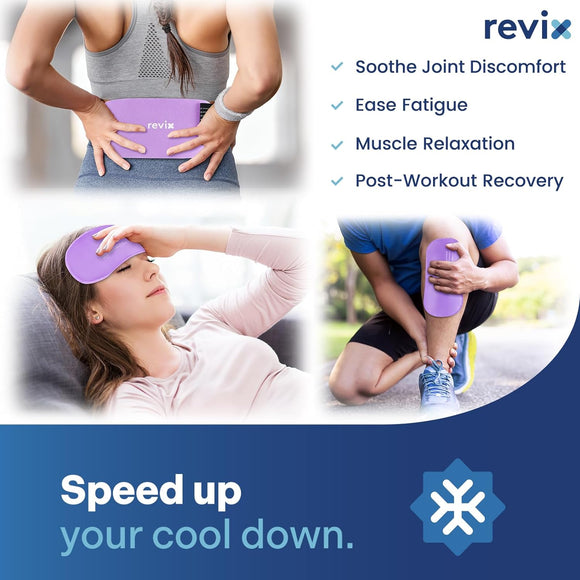 REVIX 2-Pack Gel Ice Packs Reusable with Soft Cover, 10"x 5" Multi-Use Hot Cold Packs for Injuries