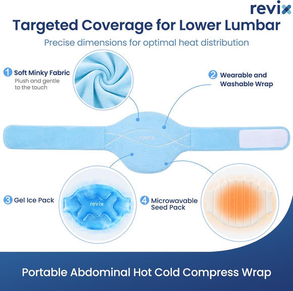 REVIX Microwavable Heating Pad for Period Cramps, Hot Cold Wrap for Belly