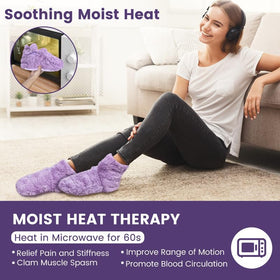 REVIX Microwavable Booties and Hot Feet Warmers for Women & Men,Heated Foot Warmer with Flaxseed Moist Heat Therapy