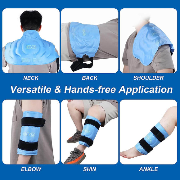 REVIX 20‘’ XXXL Knee Ice Pack Wrap Around Entire Knee After Surgery, Large Ice Pack for Knee Pain Relief