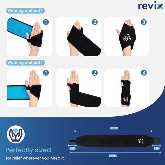 REVIX 45-Min Long-Lasting Extended Wrist Ice Pack Wrap for Carpal Tunnel