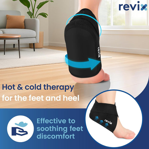 REVIX Foot and Heel Ice Pack Wrap, Reusable Hot & Cold Therapy Gel Pack for Heel