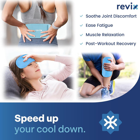 REVIX 2-Pack Gel Ice Packs Reusable with Soft Cover, 10"x 5" Multi-Use Hot Cold Packs for Injuries