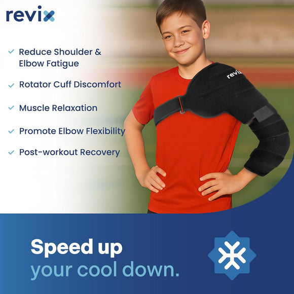 REVIX Youth Arm Ice Pack Wrap for Pitchers – Reusable Ice Arm Sleeve for Young Pitchers