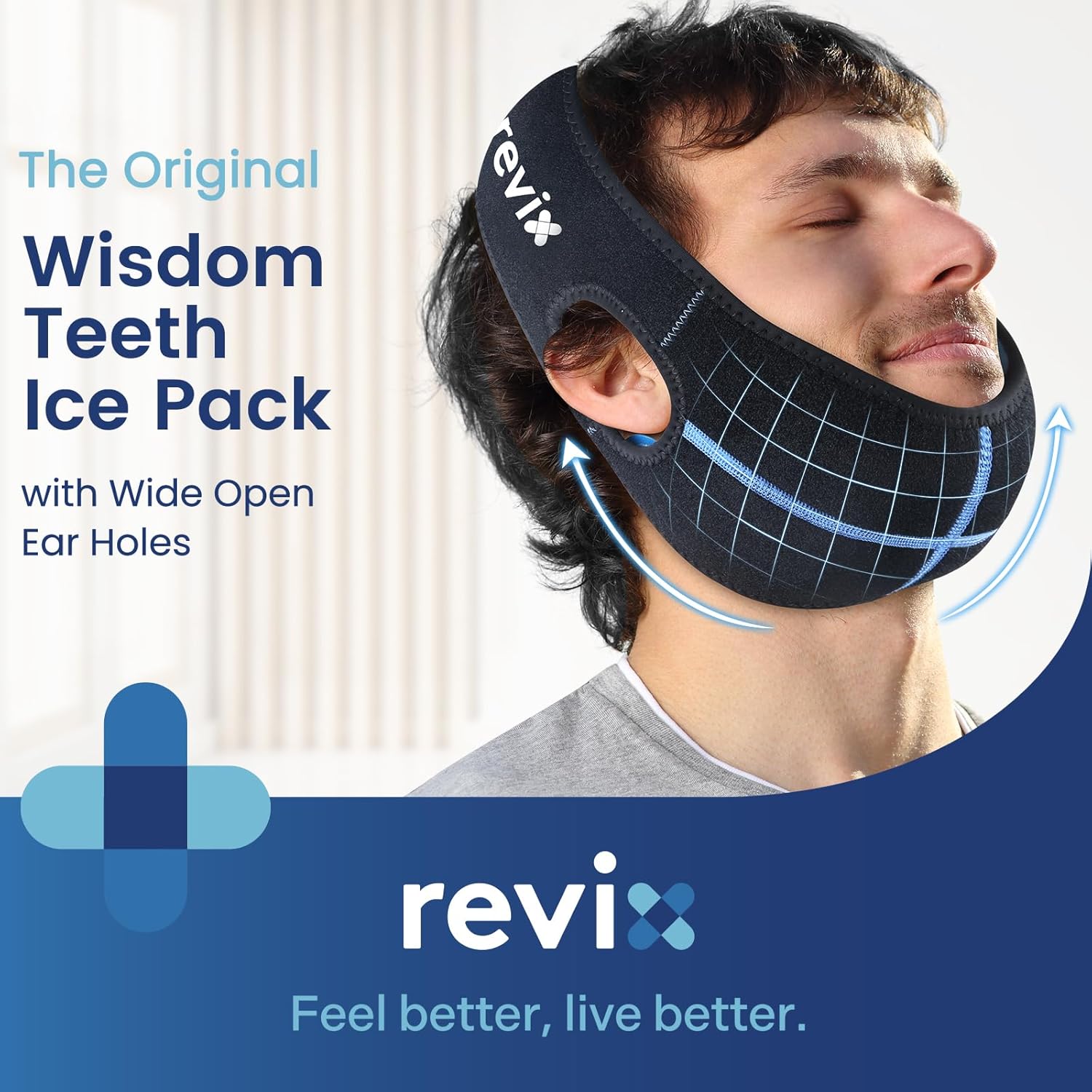 REVIX Wisdom Teeth Ice Pack Head Wrap with 3D Sewing Jaw Ice Pack for Face Oral Surgery Pain Relief for TMJ