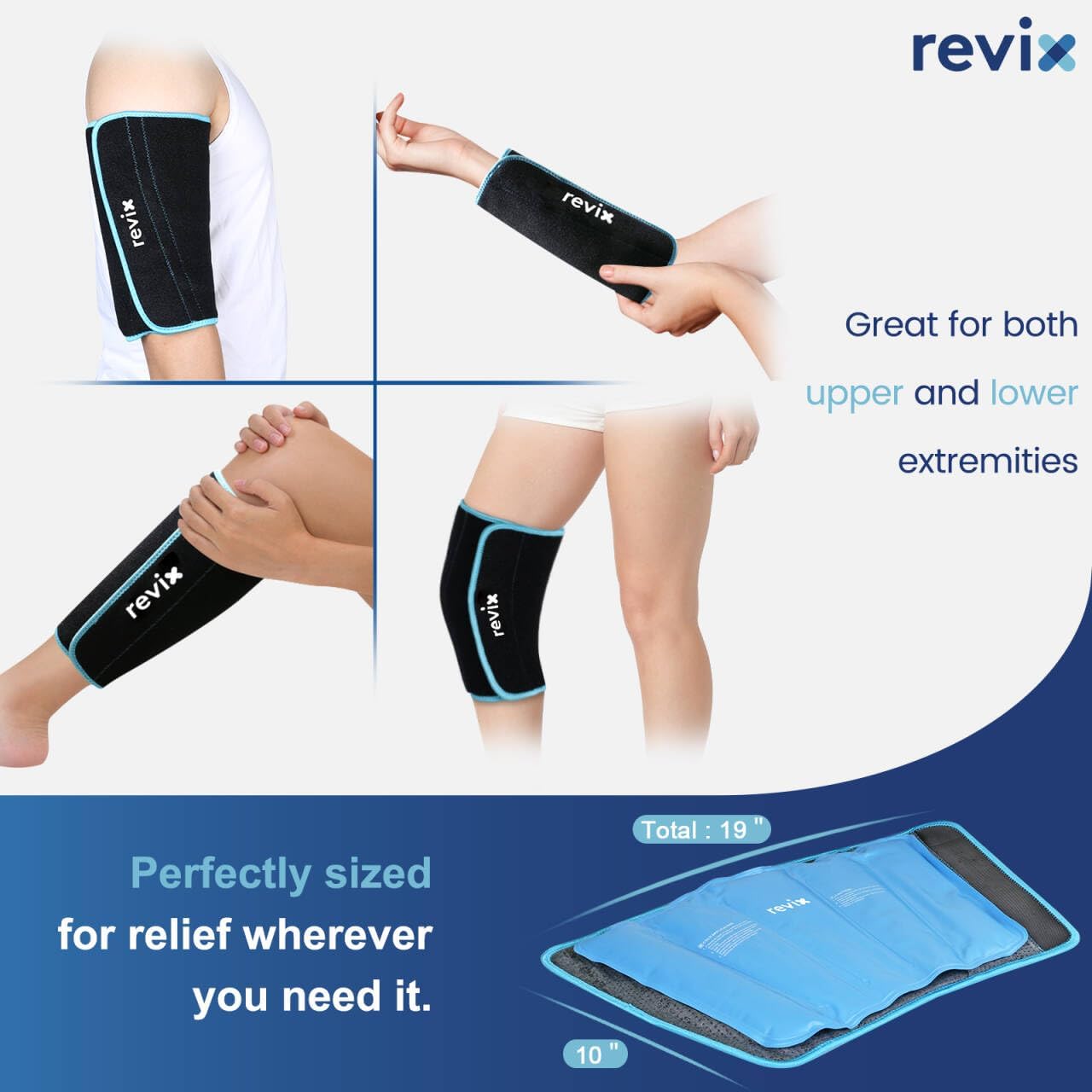 REVIX Calf and Shin Ice Packs for Shin Splints Reusable Leg Cold Pack Wraps