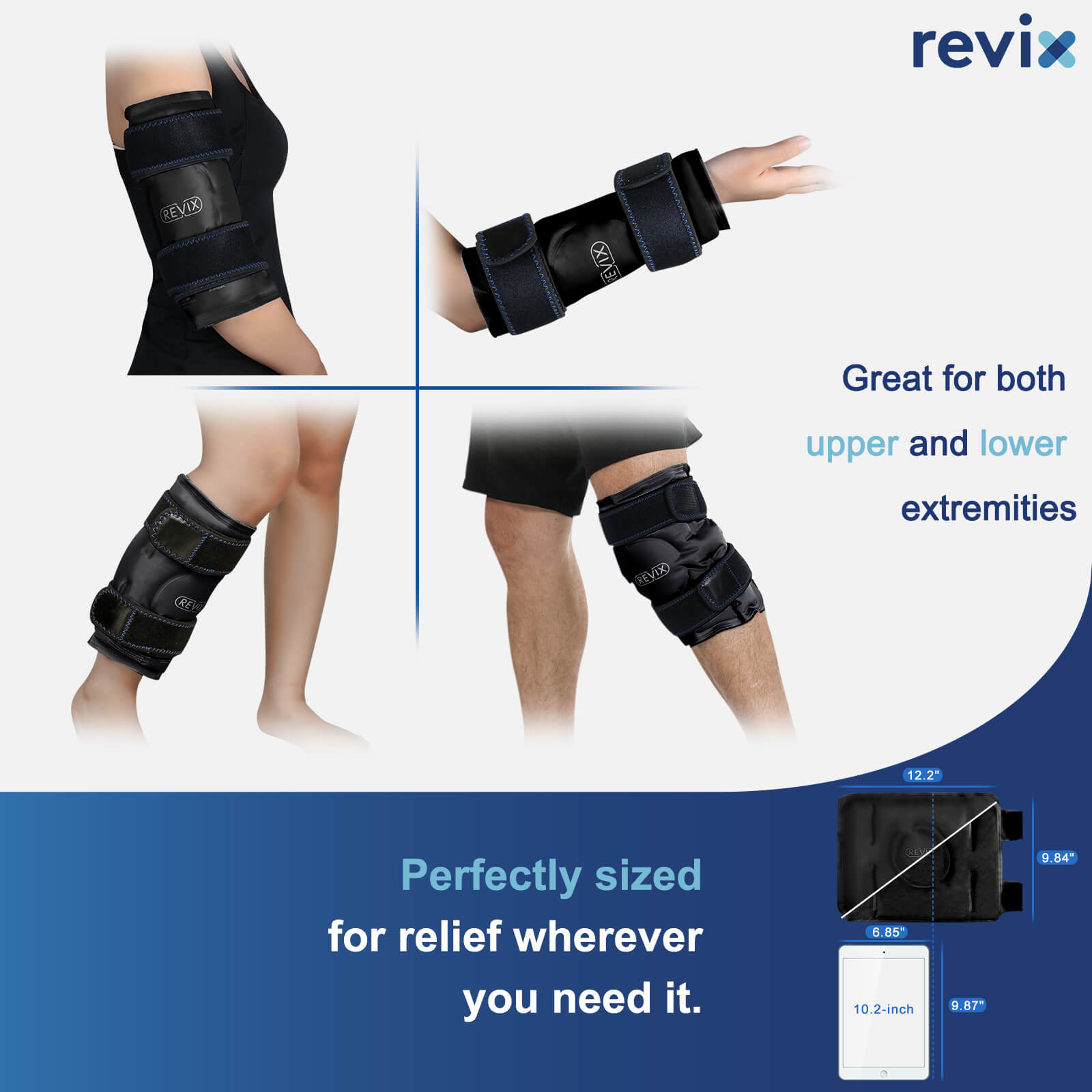 REVIX Ice Packs for Knee Injuries Reusable, Gel Ice Wraps with Cold Compression for Injury and Post-Surgery, A Set of Two