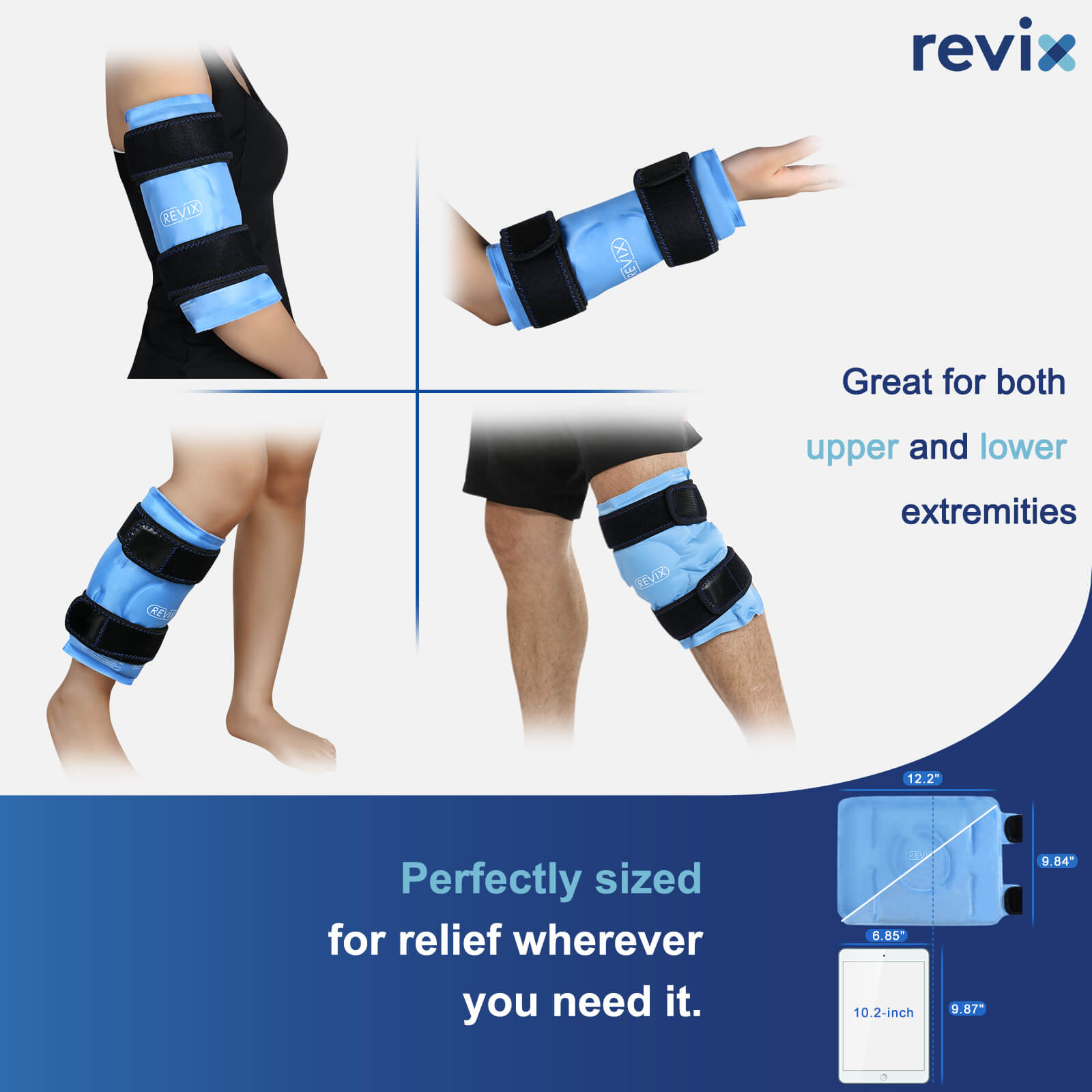 REVIX Ice Packs for Knee Injuries Reusable, Gel Ice Wraps with Cold Compression for Injury and Post-Surgery, A Set of Two