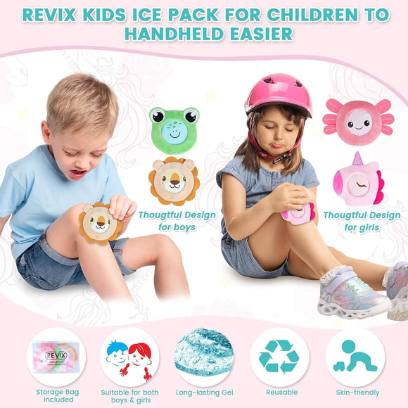 REVIX Boo Boo Ice Packs for Kids Injuries, Fever with Cloth Covers