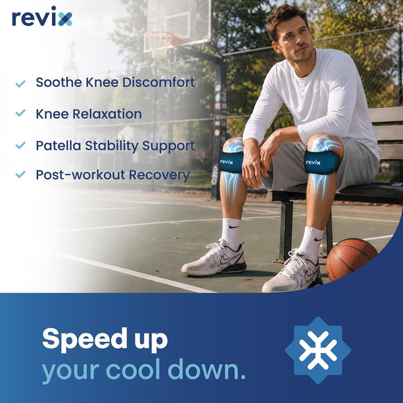 REVIX 30-Min Long-Lasting Knee Ice Pack Wrap for Patella Tendon, 2 Pack