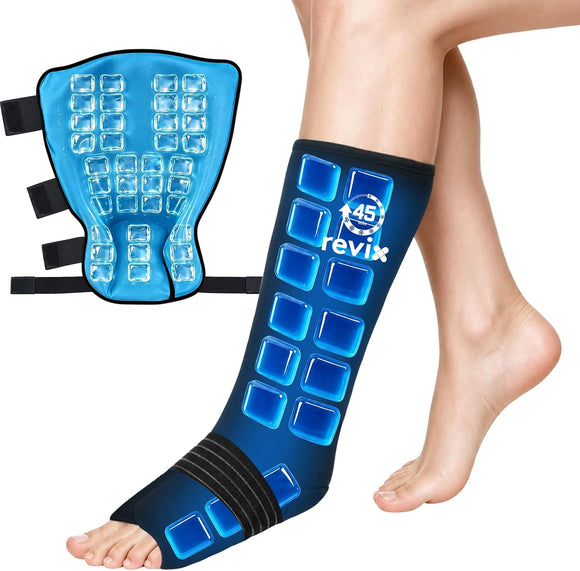 REVIX Leg Ankle Ice Pack, 45-Min Calf to Foot Ice Wrap for Shin Splints
