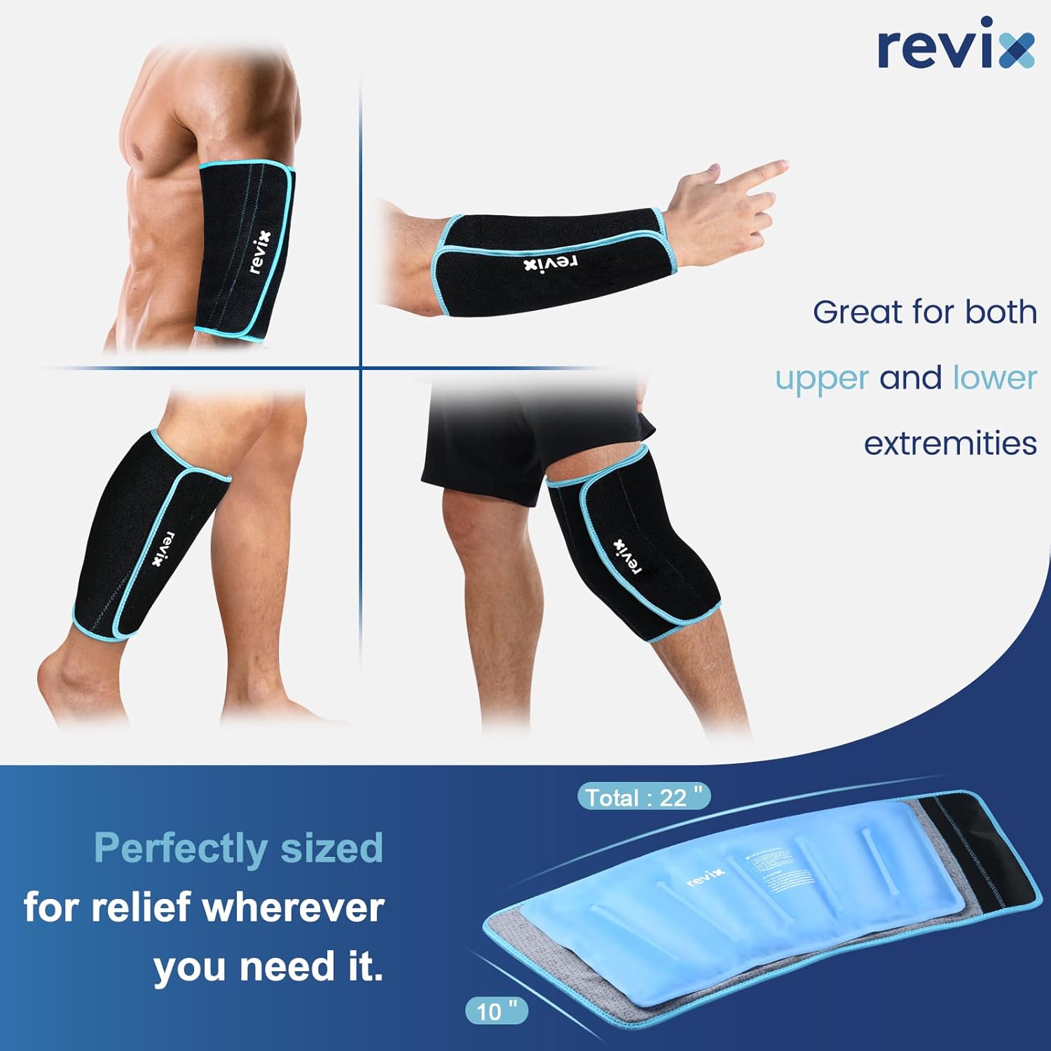 REVIX Calf and Shin Ice Packs for Shin Splints Reusable Leg Cold Pack Wraps