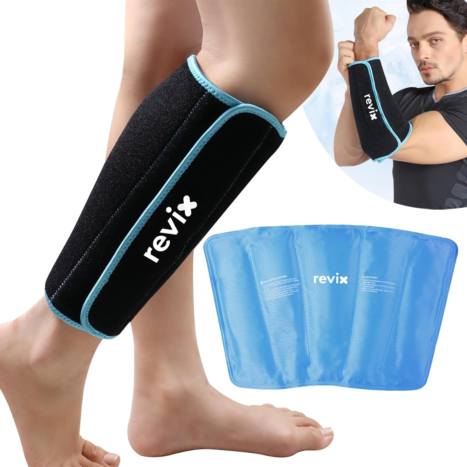 REVIX Calf and Shin Ice Packs for Shin Splints Reusable Leg Cold Pack Wraps