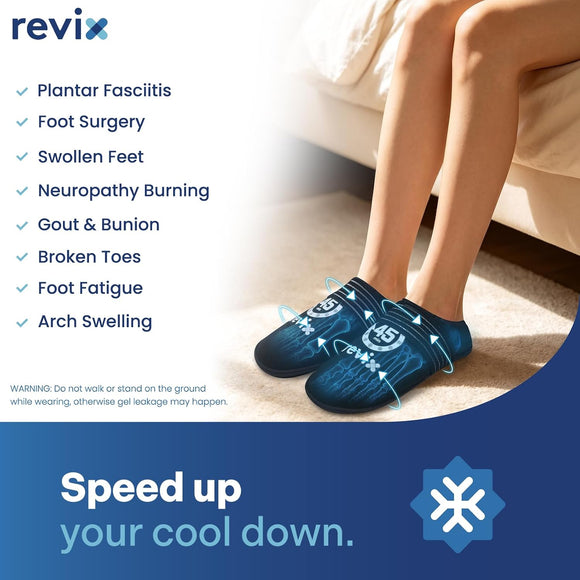 REVIX 45-Min Long-Lasting Foot Ice Wraps, Reusable Gel Ice Pack Slippers