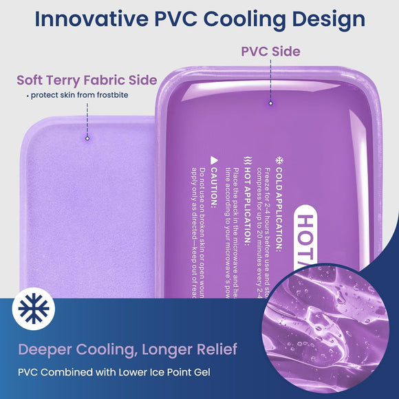 REVIX Ice Packs for Injuries Reusable, 2 Packs Hot & Cold Gel Ice Packs with PVC Cooling Design & Adjustable Strap