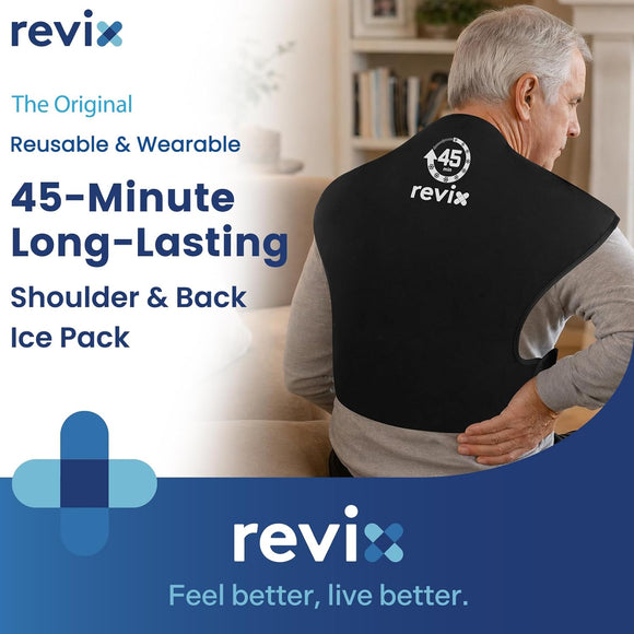 REVIX 45-Min Long-Lasting Ice Pack for Shoulders and Back, Large Gel Ice Pack with Straps