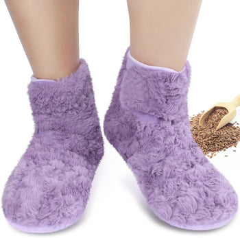 REVIX Microwavable Booties and Hot Feet Warmers for Women & Men,Heated Foot Warmer with Flaxseed Moist Heat Therapy for Foot Ankle Pain,Plantar Fasciitis, Achilles Tendinitis, Cold Feet