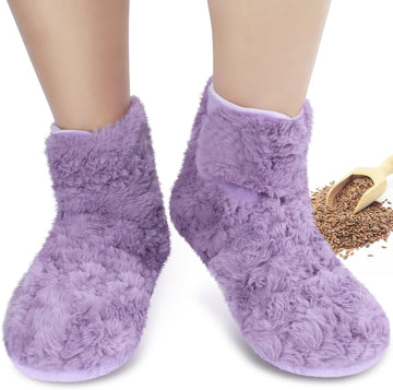 REVIX Microwavable Booties and Hot Feet Warmers for Women & Men,Heated Foot Warmer with Flaxseed Moist Heat Therapy for Foot Ankle Pain,Plantar Fasciitis, Achilles Tendinitis, Cold Feet