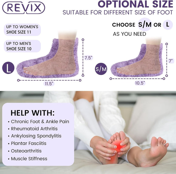 REVIX Microwavable Booties and Hot Feet Warmers for Women & Men,Heated Foot Warmer with Flaxseed Moist Heat Therapy for Foot Ankle Pain,Plantar Fasciitis, Achilles Tendinitis, Cold Feet