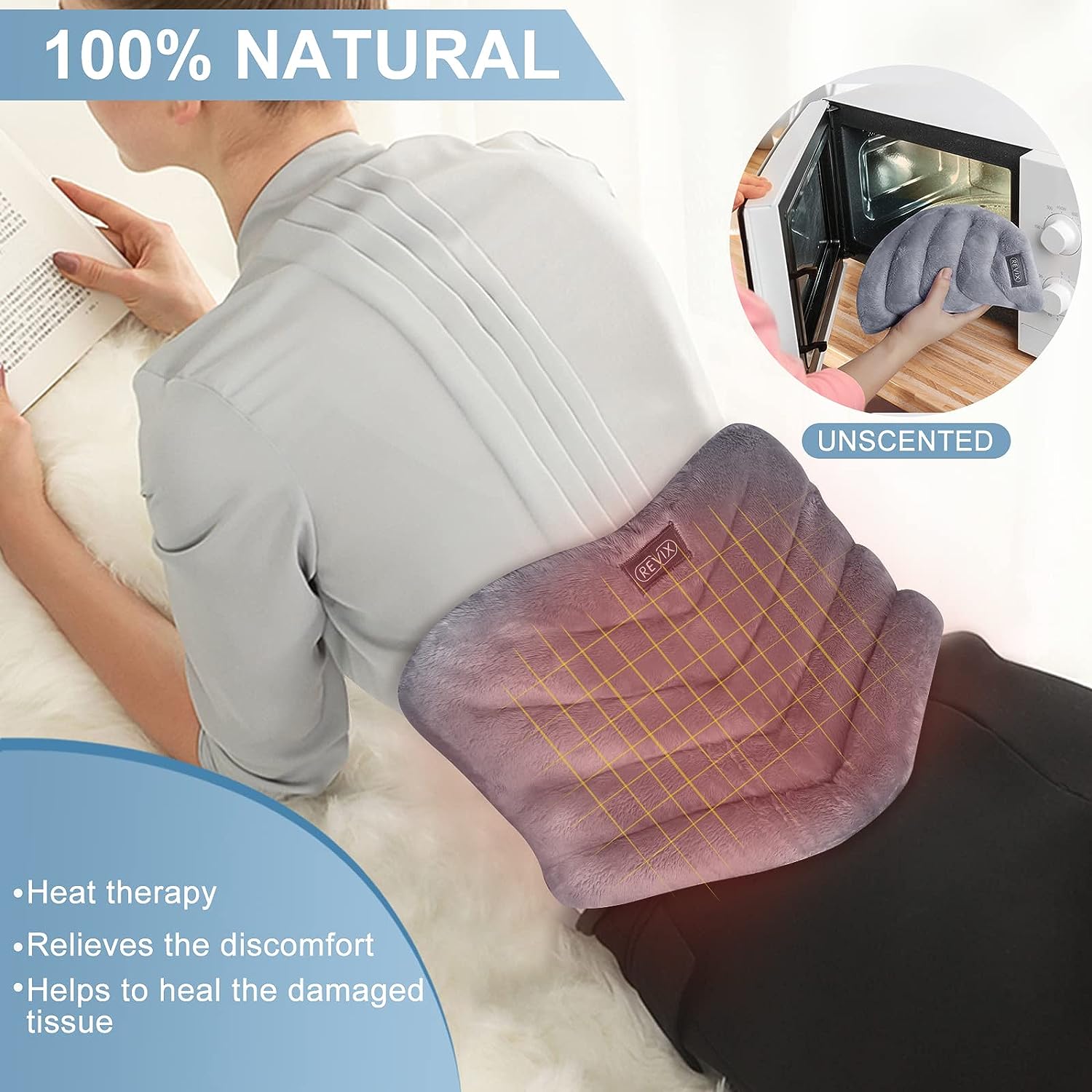 REVIX Microwavable Heating Pad for Back, Extra Large Microwave Heated Pack with Moist Heat