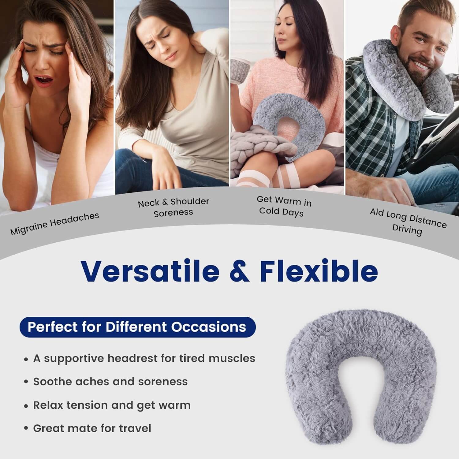 REVIX Neck Warmer Microwavable Heating Pad, Microwave Neck Pillow Moist Heat Therapy