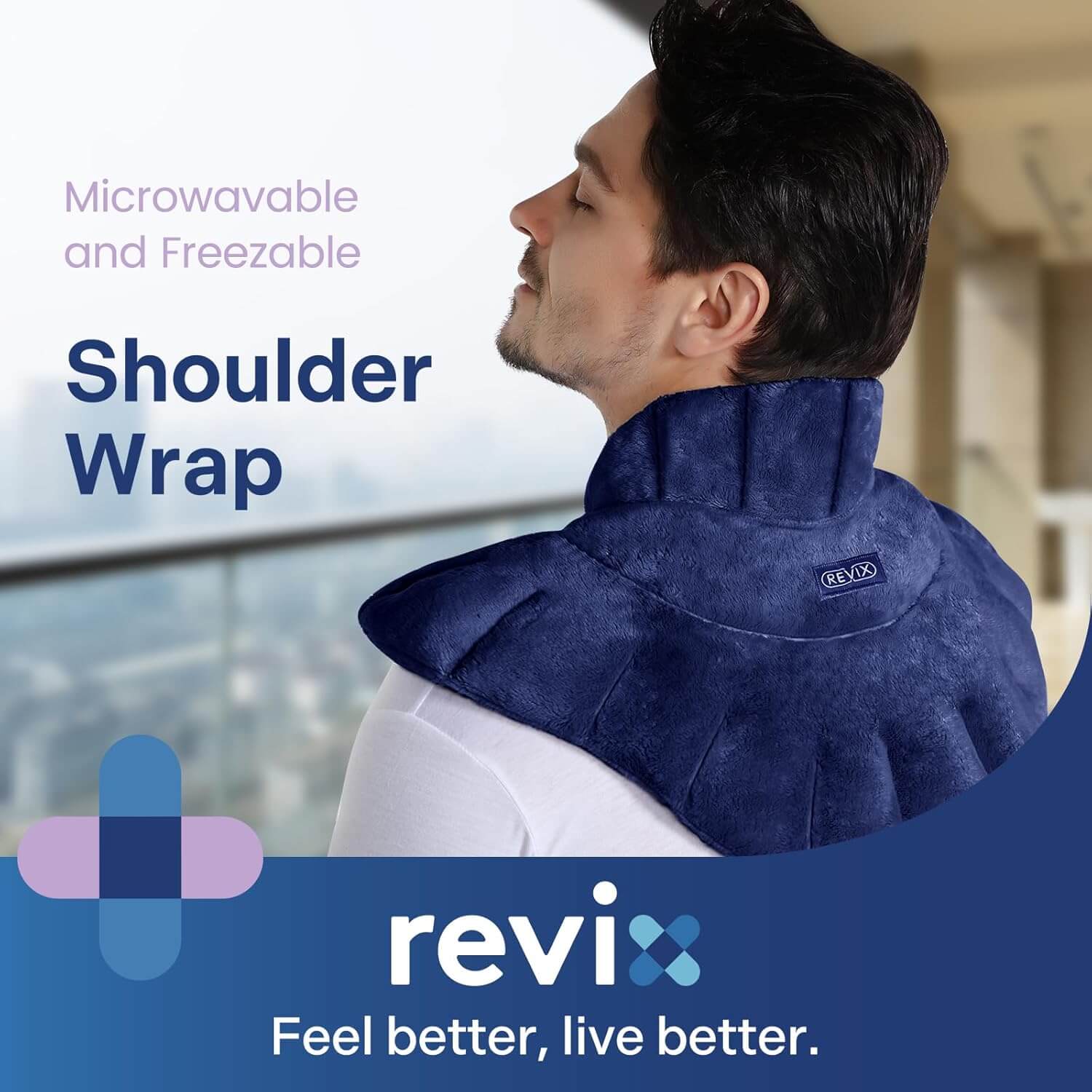 REVIX Microwavable Heating Pad for Neck Shoulders and Back, Microwave Heated Wrap with Moist Heat