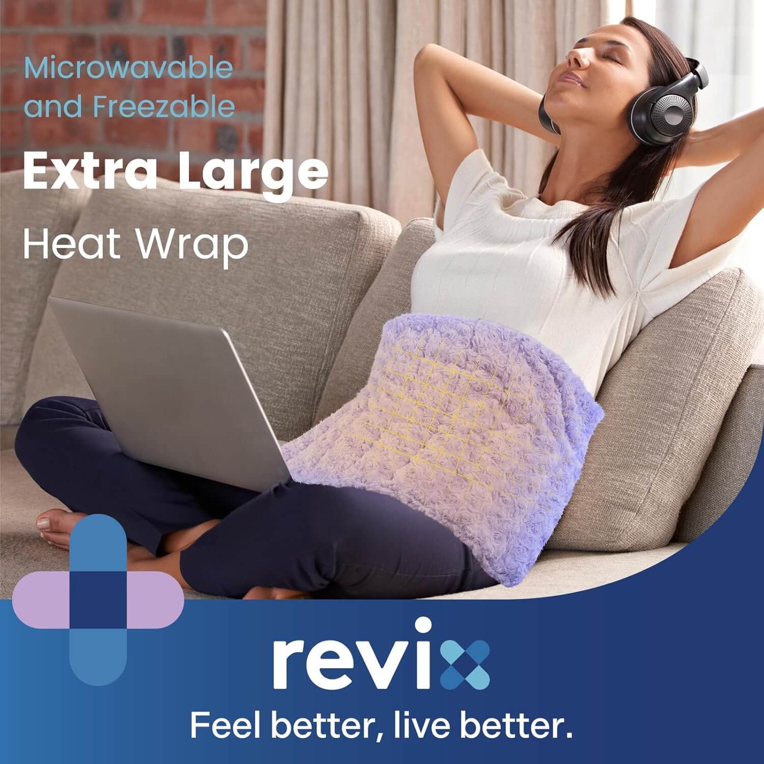 REVIX Large Heating Pad for Back Pain Relief Moist Heated Wrap for Full Back