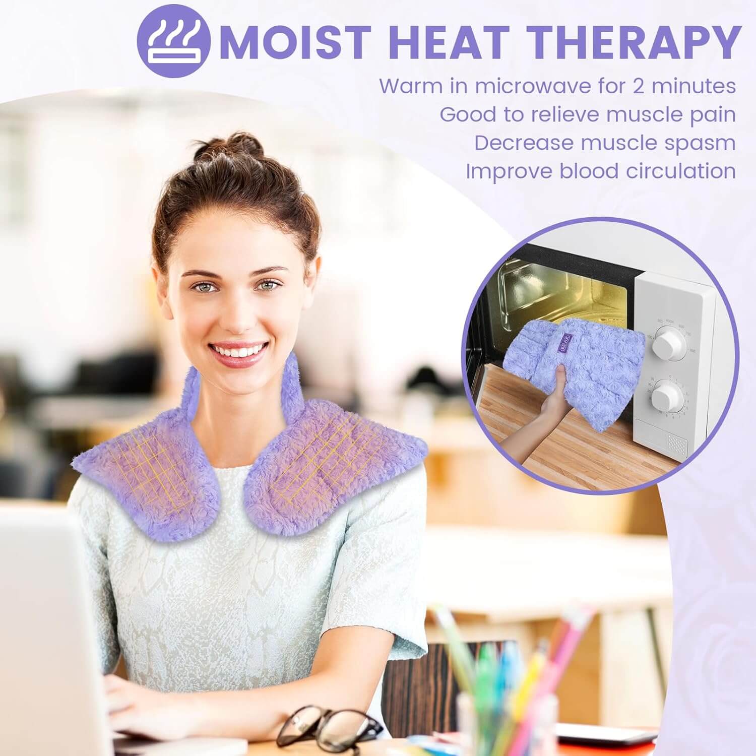 REVIX Microwave Heating Pad for Neck and Shoulders, Weighted Microwavable Heated Neck Wrap Warmer, Scented