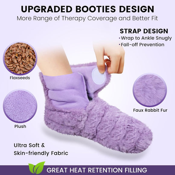 REVIX Microwavable Booties and Hot Feet Warmers for Women & Men,Heated Foot Warmer with Flaxseed Moist Heat Therapy for Foot Ankle Pain,Plantar Fasciitis, Achilles Tendinitis, Cold Feet