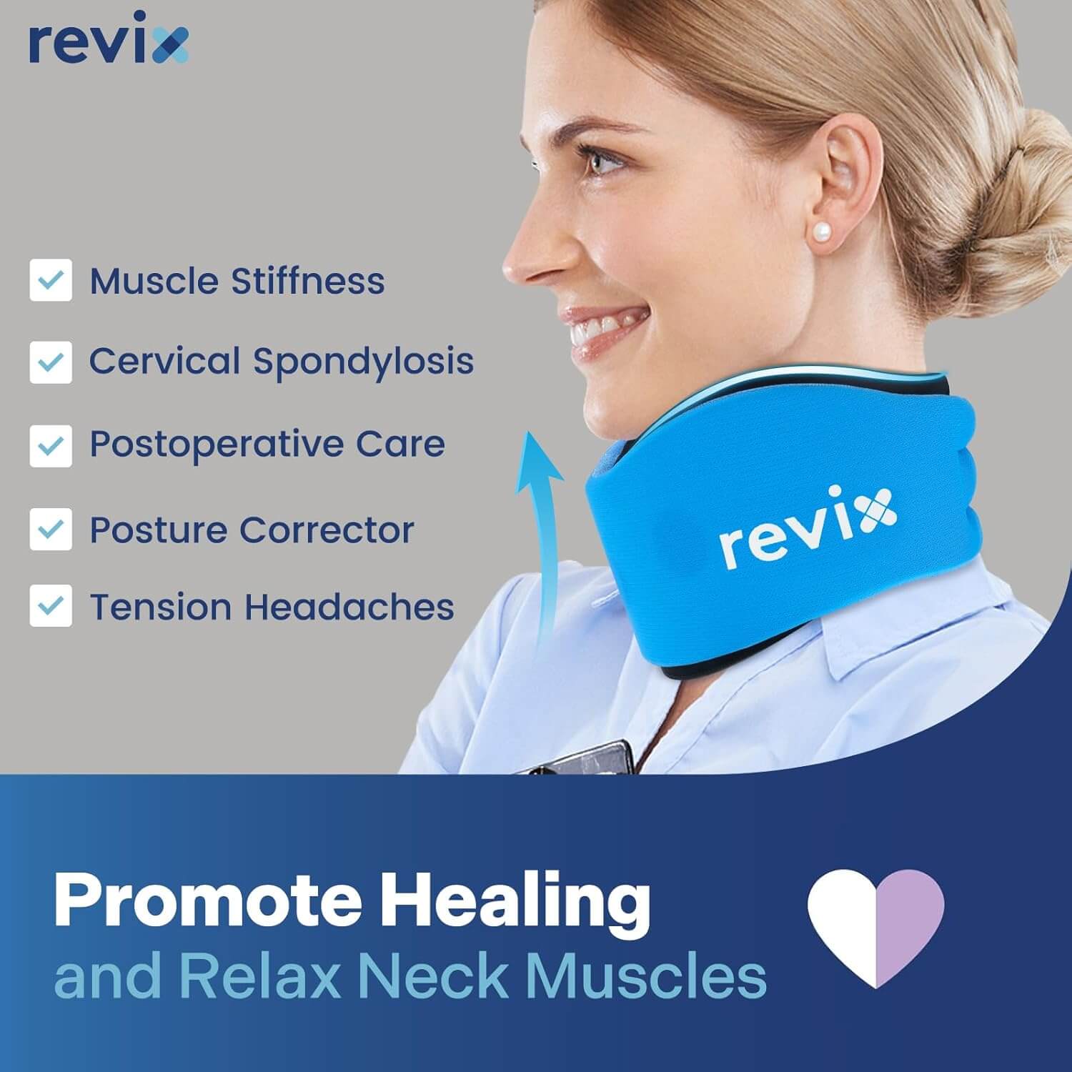 REVIX Soft Neck Brace Cervical Collar, Adjustable Neck Support Brace with Hot Cold Gel Pack