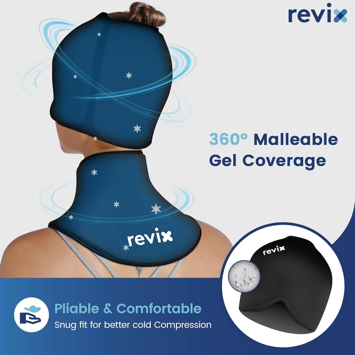 Pliable Solid Gel Wearable Ice Mask and Cervical Ice Pack for Neck, Black