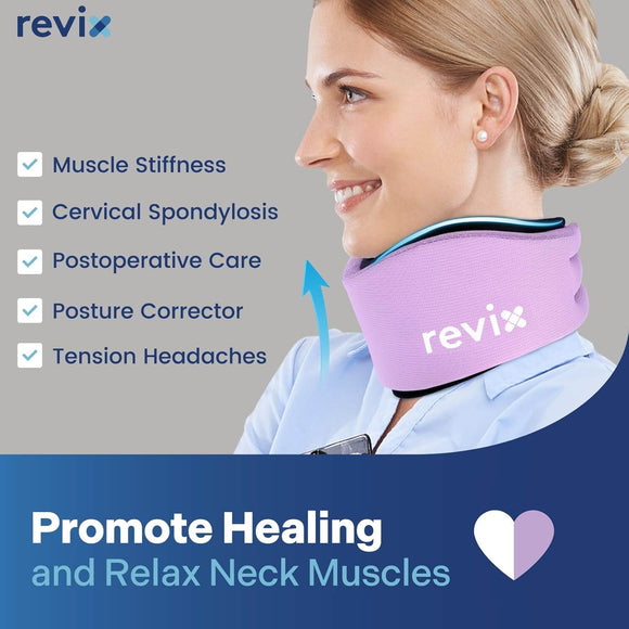 REVIX Soft Neck Brace Cervical Collar, Adjustable Neck Support Brace with Hot Cold Gel Pack