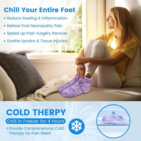 REVIX Microwavable Booties and Hot Feet Warmers for Women & Men,Heated Foot Warmer with Flaxseed Moist Heat Therapy for Foot Ankle Pain,Plantar Fasciitis, Achilles Tendinitis, Cold Feet