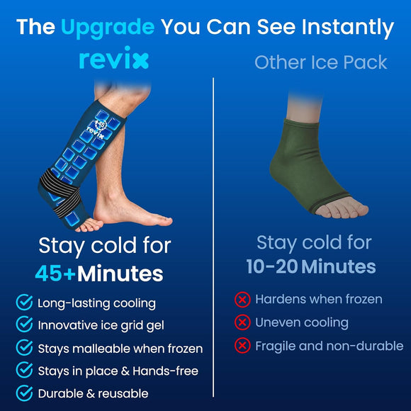 REVIX Leg Ankle Ice Pack, 45-Min Calf to Foot Ice Wrap for Shin Splints