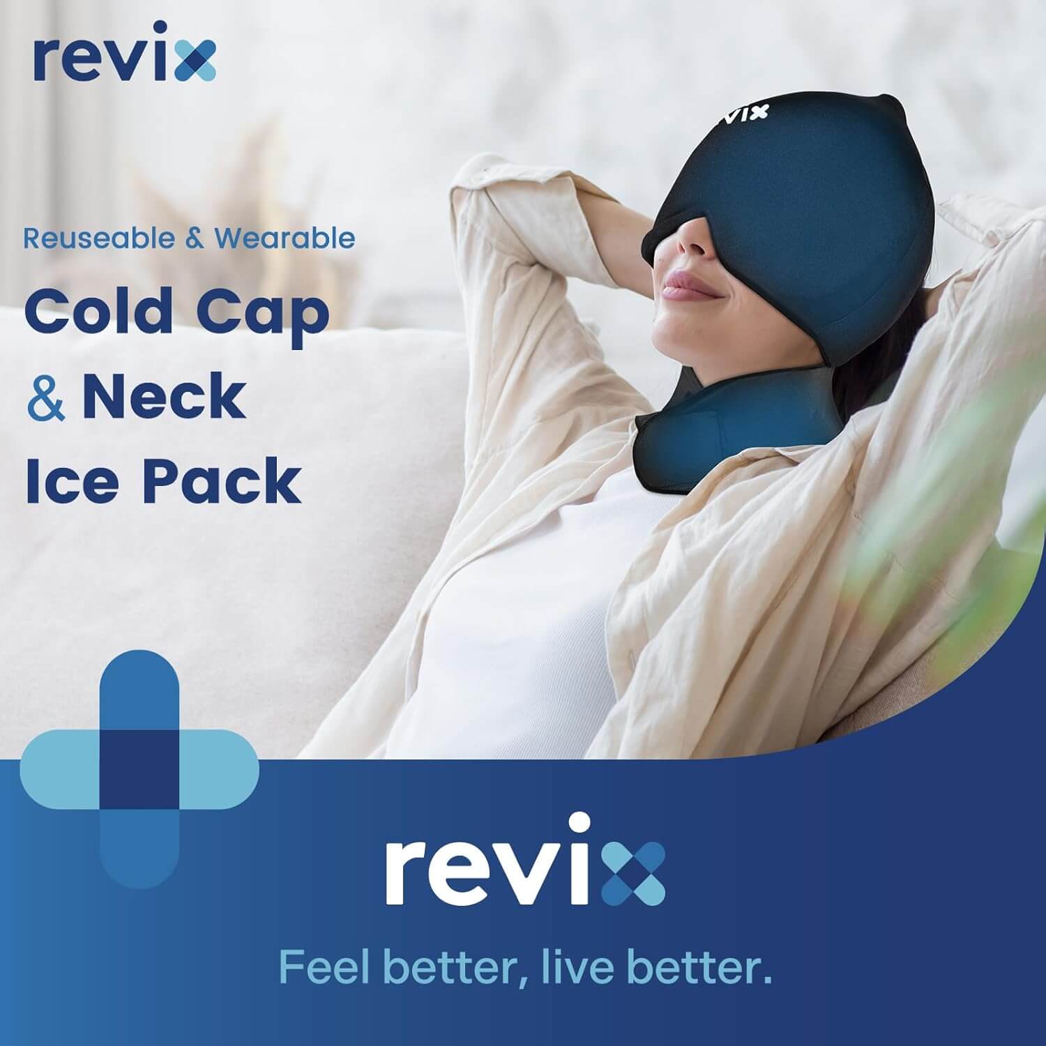 Pliable Solid Gel Wearable Ice Mask and Cervical Ice Pack for Neck, Black