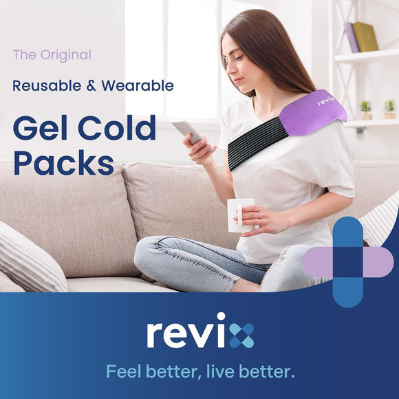 REVIX 2-Pack Gel Ice Packs Reusable with Soft Cover, 10"x 5" Multi-Use Hot Cold Packs for Injuries