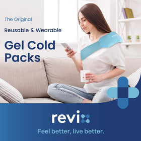 REVIX 2-Pack Gel Ice Packs Reusable with Soft Cover, 10"x 5" Multi-Use Hot Cold Packs for Injuries