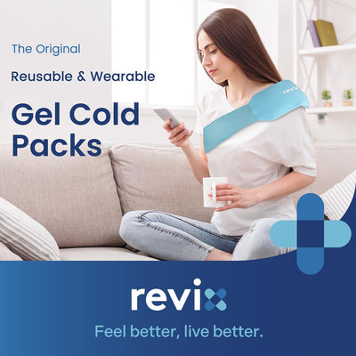 REVIX 2-Pack Gel Ice Packs Reusable with Soft Cover, 10"x 5" Multi-Use Hot Cold Packs for Injuries