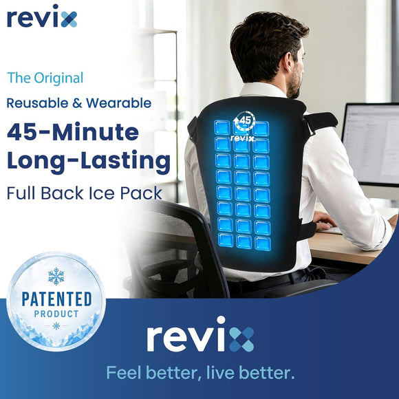 REVIX 45-Min Cooling Full Back Ice Packs, Reusable Gel Ice Wrap for Back
