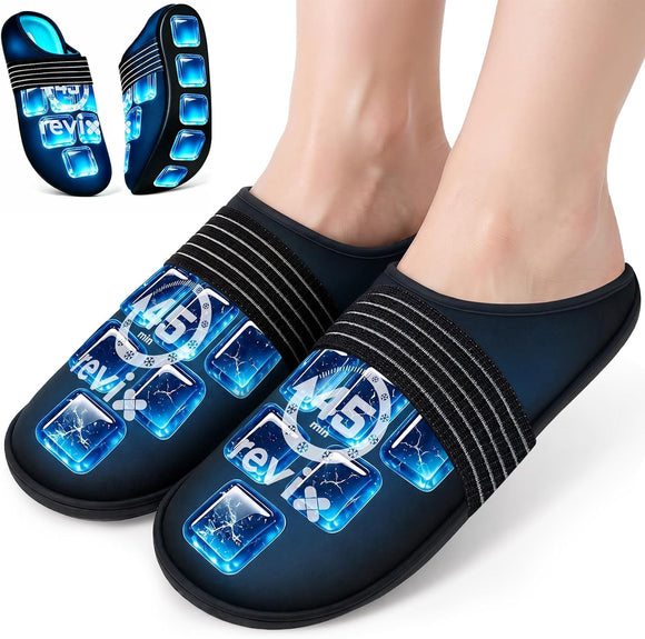 REVIX 45-Min Long-Lasting Foot Ice Wraps, Reusable Gel Ice Pack Slippers