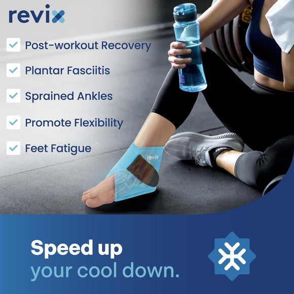 REVIX Ankle Ice Pack Wrap Reusable Gel Cold Compression for Foot Discomfort, Swelling and Recovery