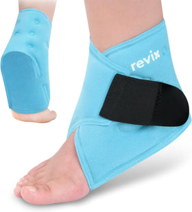 REVIX Ankle Ice Pack Wrap Reusable Gel Cold Compression for Foot Discomfort, Swelling and Recovery