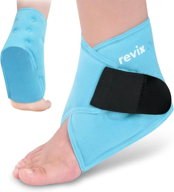 REVIX Ankle Ice Pack Wrap Reusable Gel Cold Compression for Foot Discomfort, Swelling and Recovery