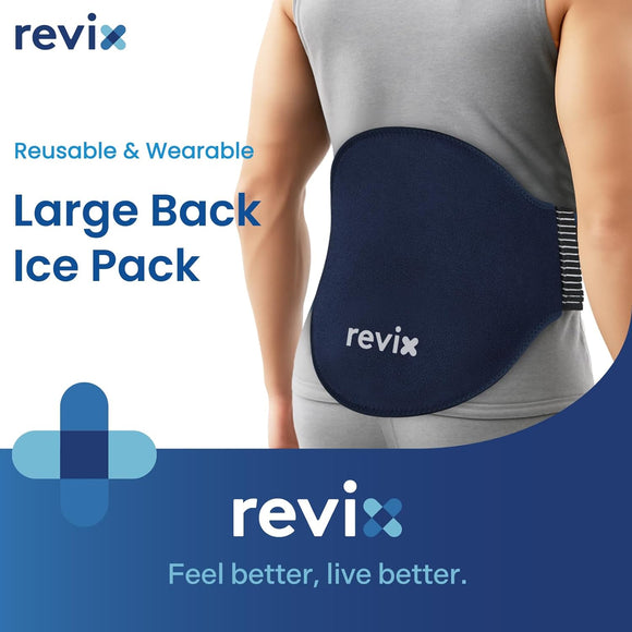 REVIX Extra Large Ice Pack for Back Relief, 2 Pack Reusable Gel Ice Pack Wraps for Lower Back