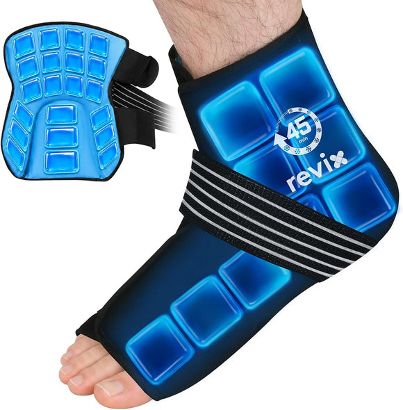 REVIX Foot Ankle Ice Pack Wrap for Plantar Fasciitis & Achilles Tendonitis