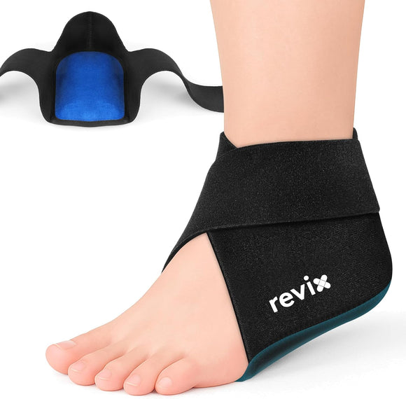 REVIX Foot and Heel Ice Pack Wrap, Reusable Hot & Cold Therapy Gel Pack for Heel