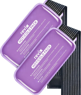 REVIX Ice Packs for Injuries Reusable, 2 Packs Hot & Cold Gel Ice Packs with PVC Cooling Design & Adjustable Strap